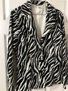 Vintage Finesse Zebra Print Jacket Blazer Sz L Animal Print Faux Fur USA Made - Picture 1 of 6