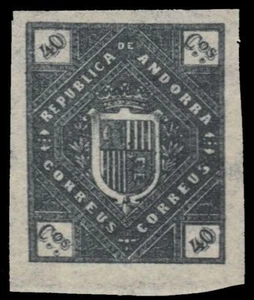 "REPÚBLICA DE ANDORRA A6i - Escudo de Armas ""1875 Sin Emitir"" Imperf (pa83433) - Imagen 1 de 1