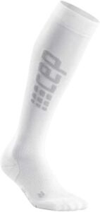 CEP Pro+ Run Ultralight Men's Compression Running Socks, White/Grey