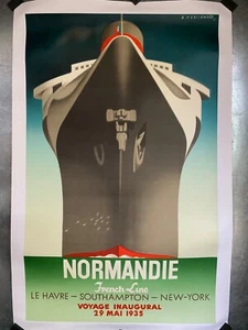 Vintage Normandie French Line Poster von A.M. Cassandre. Zweite Auflage - Bild 1 von 4