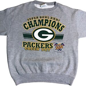 Vtg Green Bay Packers Super Bowl Sweatshirt 1997 Mens M Graphic NFL Gray USA