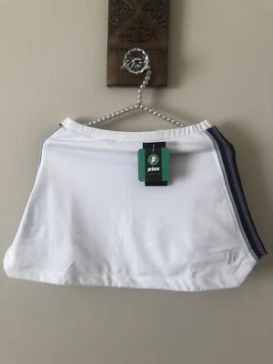 NUEVO CON ETIQUETAS Prince Mujer Talla Pequeña Blanca Falda Tenis Skort Azul Rosa Borde a Rayas Foto 1 de 4