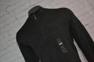 43477-a Club Room Sweater Pullover Zip Gray Merino Wool Size Large Adult Men NEW - Picture 1 of 7