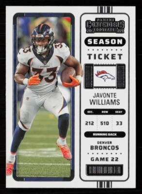 2022 Panini Contenders #31 Javonte Williams Denver Broncos Football Card - Image 1 of 2