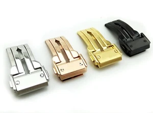 Faltschließe Silber Schwarz Rose/Gelbgold für HUBLOT 18 20 22 24 mm - Bild 1 von 10