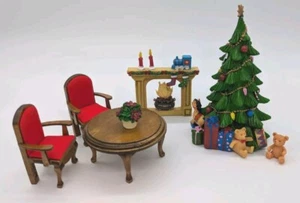 Collections Etc Christmas Decorations Tree, Fireplace, Table Set And Accessories - Picture 1 of 19