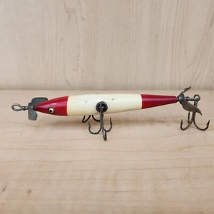 Vintage Wood South Bend 3 Hook Minnow red head w/ Glass Eyes!!! - Picture 1 of 22