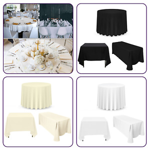 Polyester Extra Large Tablecloth White Dining Party Table Cloth Rectangle Round