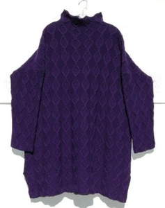 NEW Eskandar DARK PURPLE Diamond Moss Cashmere 34" Long Cowl Neck O/S - Picture 1 of 5