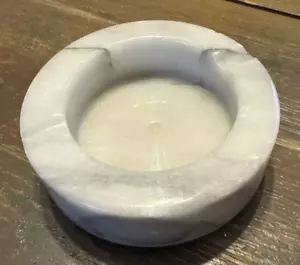 Vintage White And Grey Marble Ashtray-3" - Picture 1 of 7