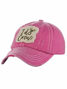 C.C Women's Distressed Vintage Embroidered 'I Do Crew' Patched Baseball Cap - Picture 1 of 20