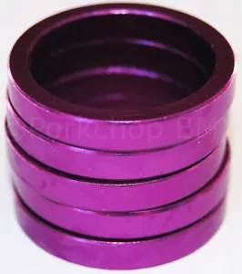 Bicycle MINI BMX ROAD MTB headset spacers 1" threadless (SET of 5) 5mm PURPLE - Picture 1 of 1