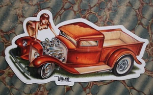 Keith WEESNER Decal vtg 1932 Ford Hot Rod Pickup truck chop top custom gga art - Foto 1 di 1