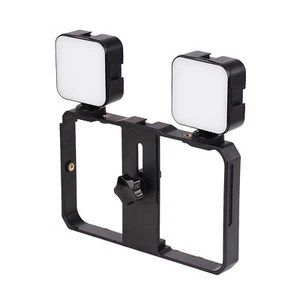 Andoer 2pcs Mini Video Light 6500K Dimmable + Bracket Stabilizer Cage G1D2 - Picture 1 of 12
