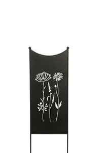 Stele Metall schwarz Sichtschutz "Wildblume" Windschutz Dekowand B38cm H118cm - Bild 1 von 3