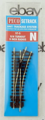N Gauge Right Hand Turnout - 9 Inch Radius - Peco Setrack #ST-5 - Image 1 of 2