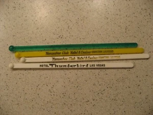 Vtg Lot of 4 Las Vegas Hotel & Casino Swizzle Sticks Horseshoe Club, Thunderbird - Picture 1 of 3