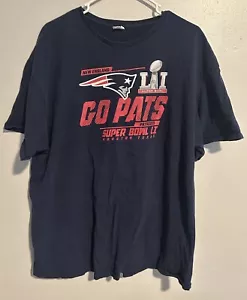 New England Patriots T-Shirt Men's L Blue Go Pats! Super Bowl LI Record Comeback - Picture 1 of 3