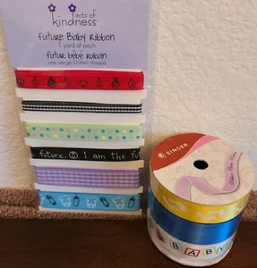 2 Sets Decorative Craft Ribbon 4 Scrapbooks, Cards, Paper Crafts - Baby Themed - Picture 1 of 11