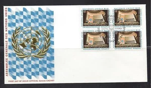 UN Stamps 1979 Scott NY#300 General Assembly Hall FDC blk of 4 with G cachet - Picture 1 of 1