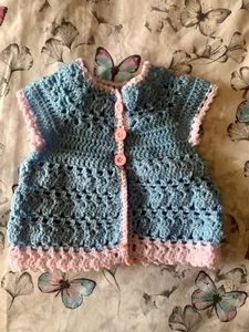 Hand Crochet Baby Unisex Cardigans Newborn 0 - 3 Months Old - Made in UK - Picture 1 of 9