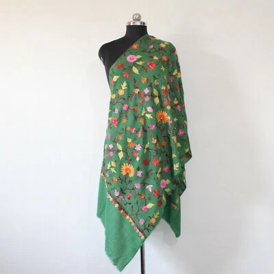 Bufanda de Cachemira, Estola Fina de Lana Merino Hecha a Mano, Envolturas Bordadas Foto 1 de 2