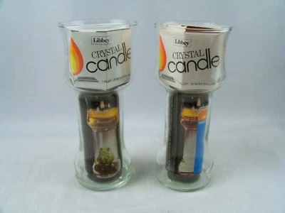 2 velas de cristal Libbey vintage con flotador y 25 mechas cada una aceite flotante de 7 pulgadas Foto 1 de 3
