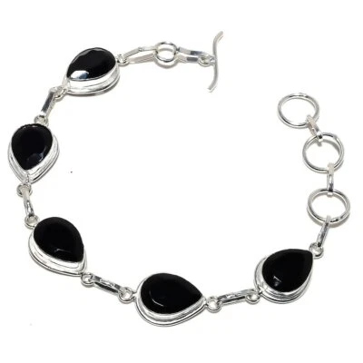 Regalo para hermana pulsera de piedras preciosas de ónix negro 7-8" Q161 Foto 1 de 4