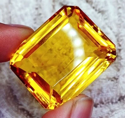 Brasilianischer Citrin Smaragd Schnitt Locker Edelstein 101.00 CT Certified Mit - Bild 1 von 4
