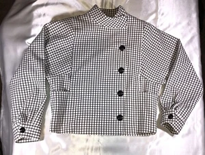 Cabi Mock Neck Pea Coat Style Cropped Black White Gingham Striped Size XS - Picture 1 of 10