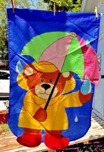 De colección Años 90 Oso con Paraguas Apliques Escultura de Viento Gran Patio Jardín Bandera - Imagen 1 de 11