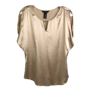 White House Black Market Bluse Damen Größe XS Beige Seide Stretch Flatterärmel - Bild 1 von 10