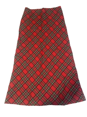 Ralph Lauren Plaid Wool Skirt Midi A Line Red Tartan Vintage Women's 6 Read As - Image 1 of 4