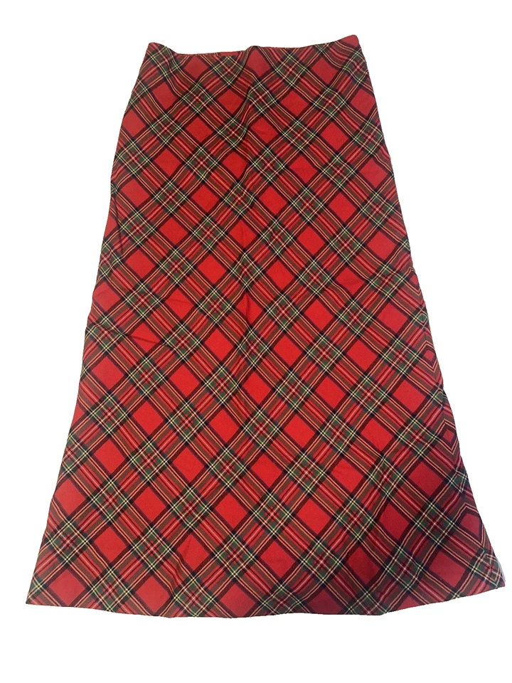 Ralph Lauren Plaid Wool Skirt Midi A Line Red Tartan Vintage Women's 6 Read As - Image 1 of 4