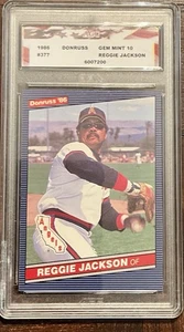 1986 DONRUSS #377 REGGIE JACKSON HOF AGC 10 GEM MINT CONDITION CALIFORNIA ANGELS - Picture 1 of 2