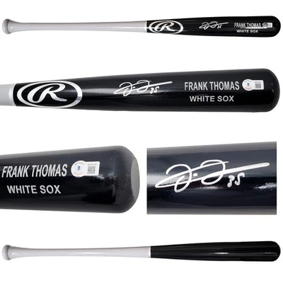 Frank Thomas Signed Black & Grey Rawlings Game Model Bat White Sox Beckett Wit - Image 1 of 4