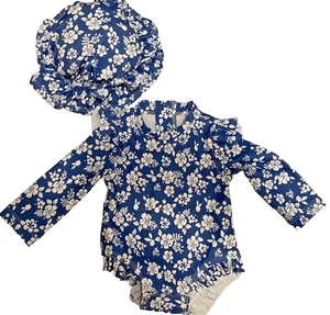 NEWBORN - 3 Mo GIRL'S Rash-Guard/SWIMSUIT/Sunsuit & HAT - Zipper/Snaps - NWT! - Picture 1 of 4