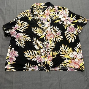 Volcom Womens Cropped Tropical Floral Shirt Black Size Large - Picture 1 of 2