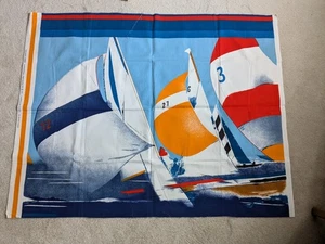 Int'l Printworks Fabric Wallhanging Sailboats Vintage Mid Century 1972 Heider - Picture 1 of 4