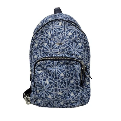 Auth TUMI - Navy Light Blue Gray Nylon Leather Backpack - Image 1 of 4
