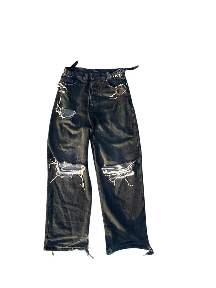 Jeans Balenciaga 21FW Destroyed denim tamanho 30 - 32 preto desgastado - Imagem 1 de 4