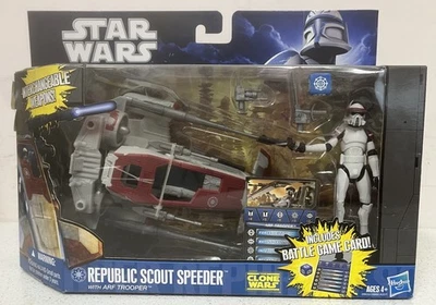 NUEVO - Hasbro Star Wars The Clone Wars Republic Scout Speeder con ARF Trooper Foto 1 de 3