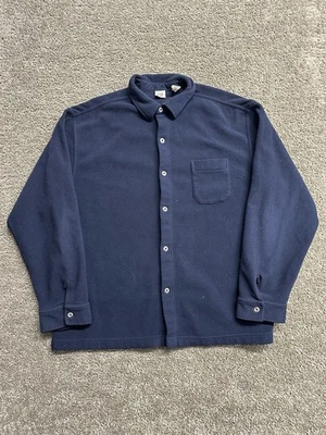 Camisa polar vintage de los 90 con botones azul marino poliéster XX-grande XXL con cuello Foto 1 de 4