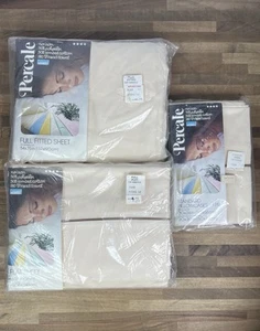 Set lenzuola piatte vintage Montgomery Ward percalle completo federa guscio d'uovo NOS - Foto 1 di 7