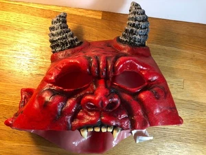 Media máscara facial de látex Halloween diablo adulto, envuelve la cabeza ~ estaciones ~ Halloween - Imagen 1 de 4