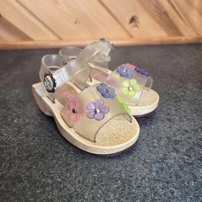 Zapatos De Colección Y2K Circo Bebé Cuña Gelatina Transparente Talla 5 Flores Imitación Madera Aspecto Foto 1 de 4