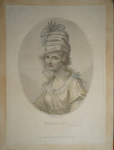 CHEESMAN (1760-1835) GRANDE GRAVURE COULEUR XVIII° PORTRAIT FEMME MODE 1792 - Foto 1 di 8