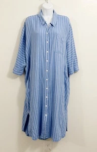 Universal Thread Maxi Long Shirtdress Blue White Stripe Women's 3X - Picture 1 of 10