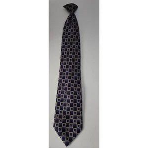 Puritanische 20" Krawattenklammer blau und weiß geometrisches Muster 100 % Polyester - Bild 1 von 6