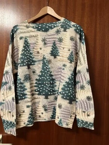Pullover Winter-/Weihnachtsmotiv, Beige/grün, Größe L - Bild 1 von 6